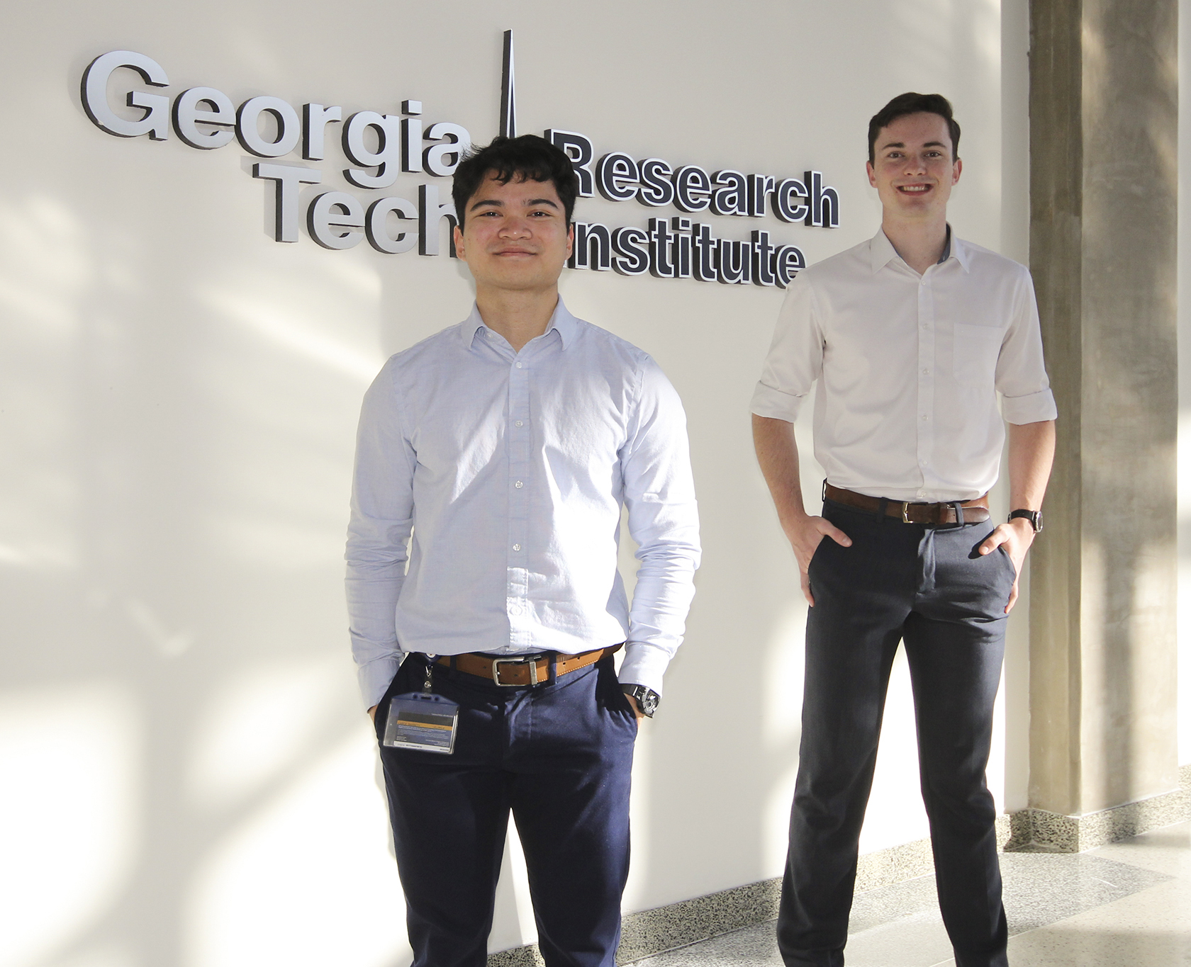 Lance Barrett (left) and Ryan Giometti (right) are the first R. Harold and Patsy Harrison Student Interns in the Abit Massey Student Internship Program at the Georgia Tech Research Institute.